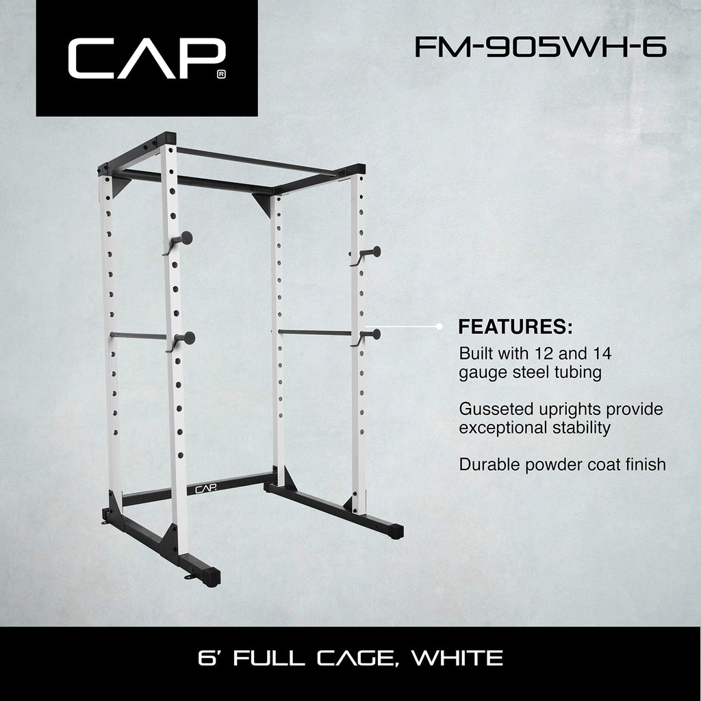 CAP Barbell Full Cage Power Rack, 6-Foot, White