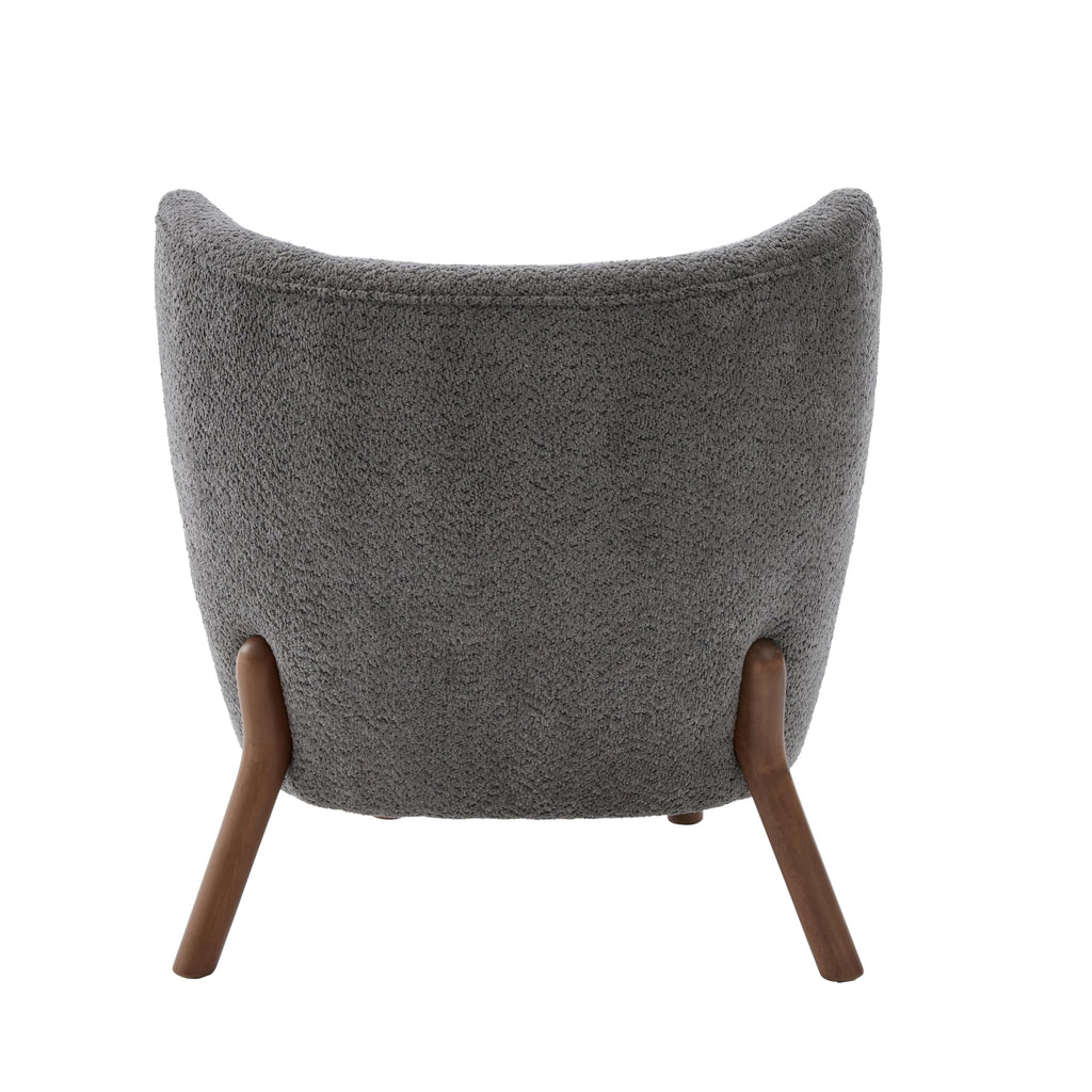 Christopher Knight Home Aurora Boucle Upholstered Wingback Accent Chair, Solid Wood Living Room Slipper Chair, Bedroom Comfy Reading Chair, Dark Grey