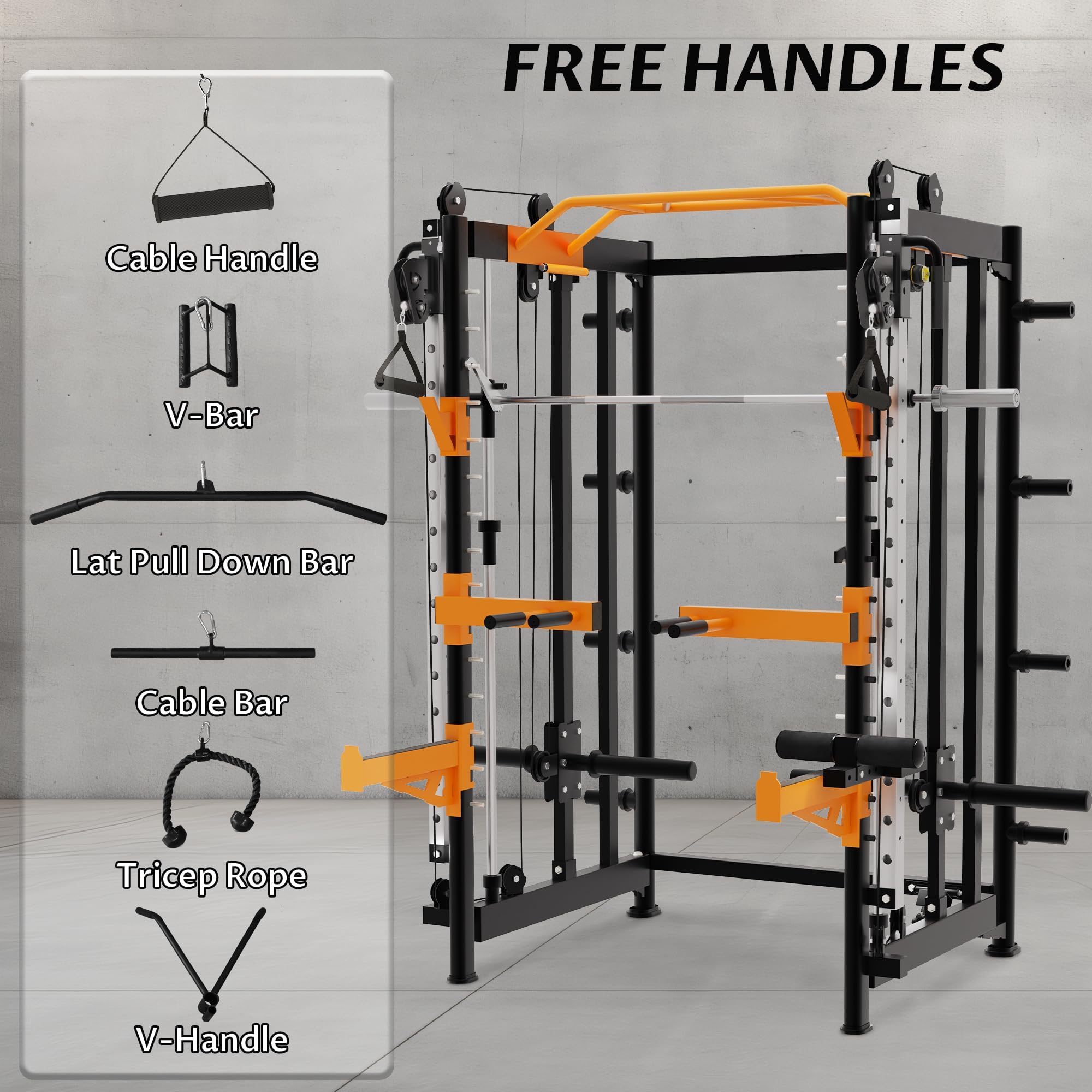 Fitvids All-in-One Power Cage with Pulley Cable Crossover System, Squat Rack, Leg Extension & Curl – Multi-Functional Home Gym Strength Training Equipment