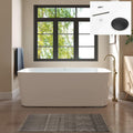 FerdY Maui 67" Acrylic Freestanding Bathtub, Contemporary Elegant Design Soaking Tub with Matte Black Drain and Minimalist Linear Design Overflow, Easy to Install