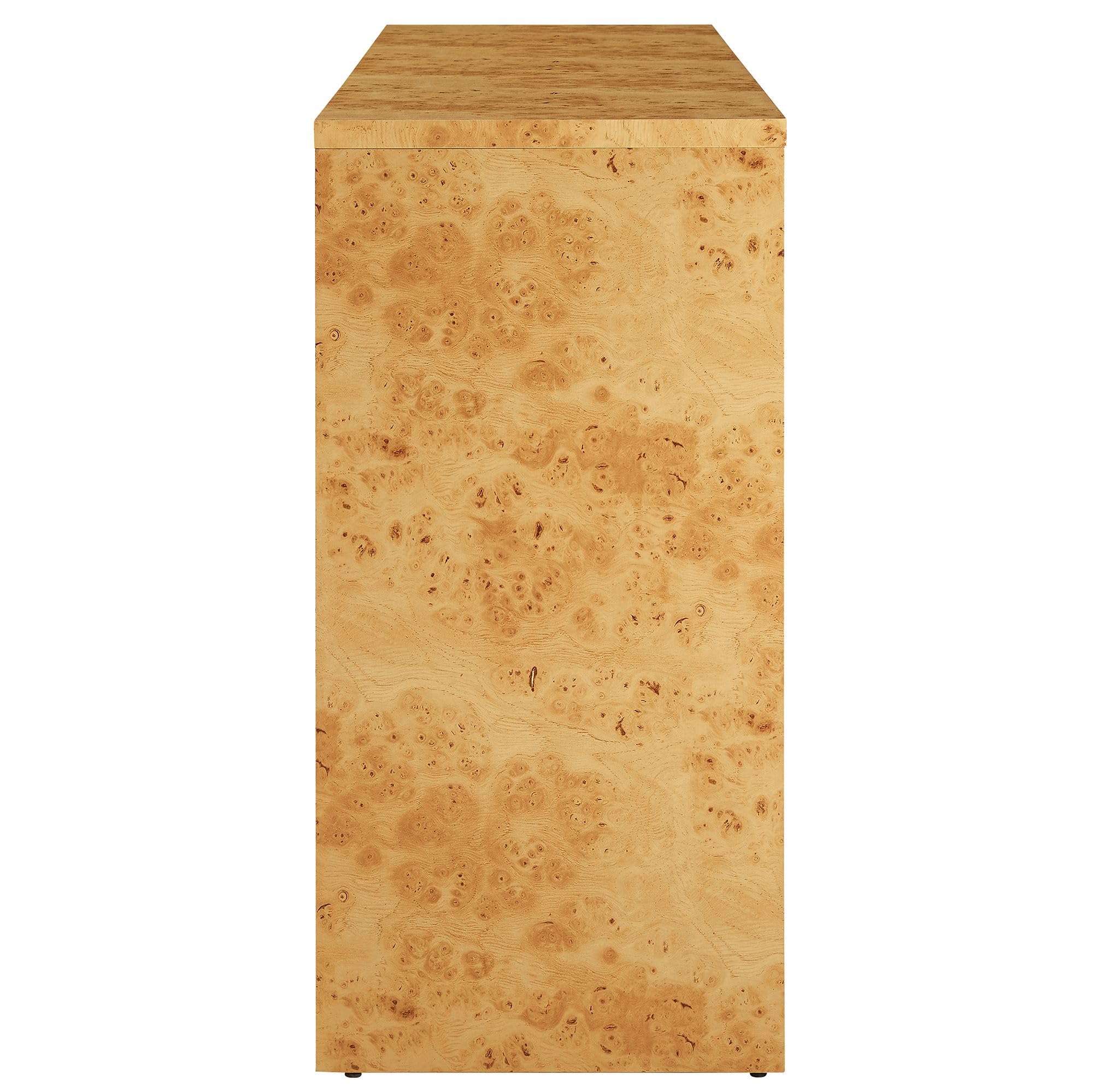 Modway Hudson Burl Wood Sideboard with 3 Doors in Natural - Modern Buffet Cabinet - Versatile High TV Stand Media Cabinet - 60 Inch Storage Sideboard for Living Room with Doors and Shelves