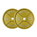 Gold Finish Olympic Steel Plates - Pairs and Sets 2 Inch Barbell Standard in Premium Gold for Weight Lifting (45lb Pair)