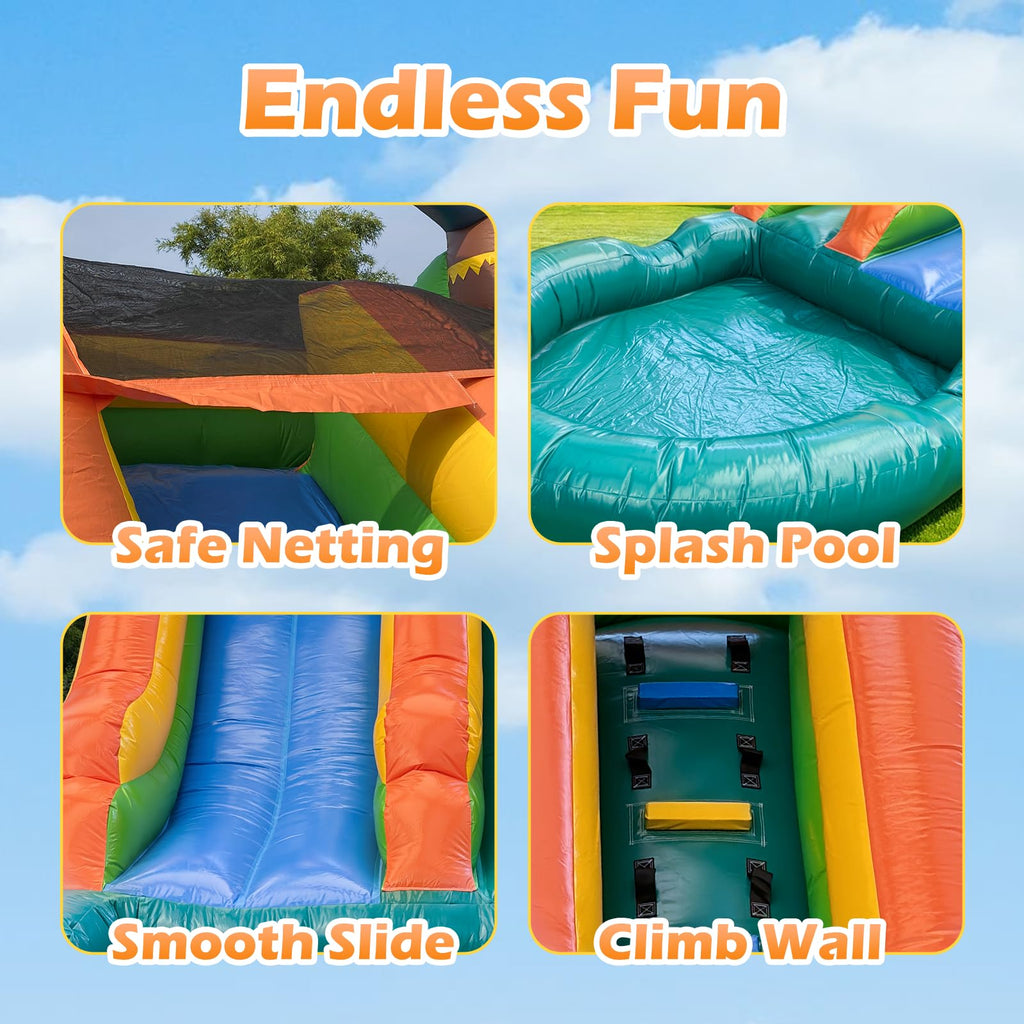 Water Slide Commercial, 21FT Big Water Slide for Kids and Adults with Powerful 950W Blower&Water Tube,100% Commercial Grade PVC Inflatable Adult Water Slides with Splash Pool (Green, 21x12x9FT)
