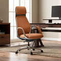EUREKA ERGONOMIC Serene Executive Office Chair, Premium Nappa Leather High Back Boss Chair with Aluminum Base, Ergonomic Chair with Lumbar Support & Recline, Heavy Duty for Long-Hour Comfort, Brown