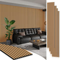 Smartstandard 4 Pack 106" x 12.6" Wood Slat Wall Panels, Soundproof Wooden Wall Panels, Acoustic Wood Panels for Wall, 3D Fluted Wooden Panels for Interior Wall Decor, Light Brown