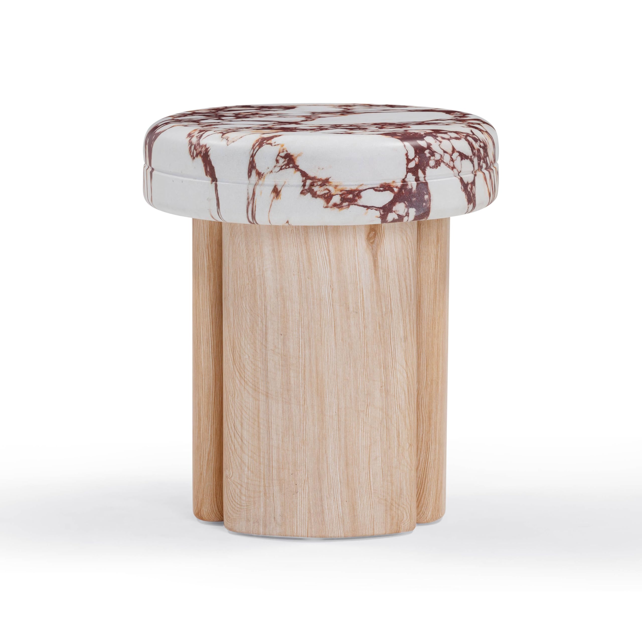 Tov Furniture Sheila Wood and Breccia Capraia Textured Concrete Side Table