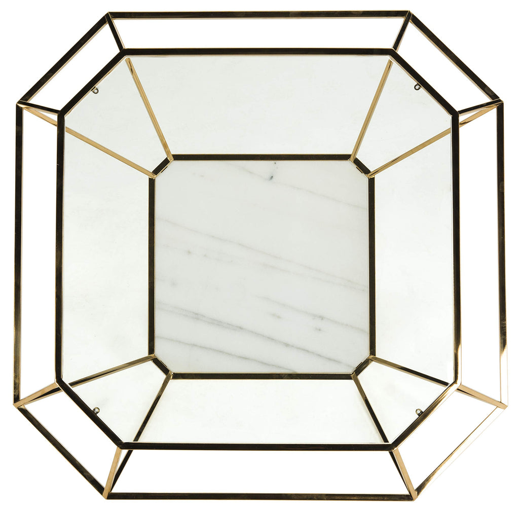 SAFAVIEH Couture Home Collection Abena Gold and White Marble Geometric Coffee Table