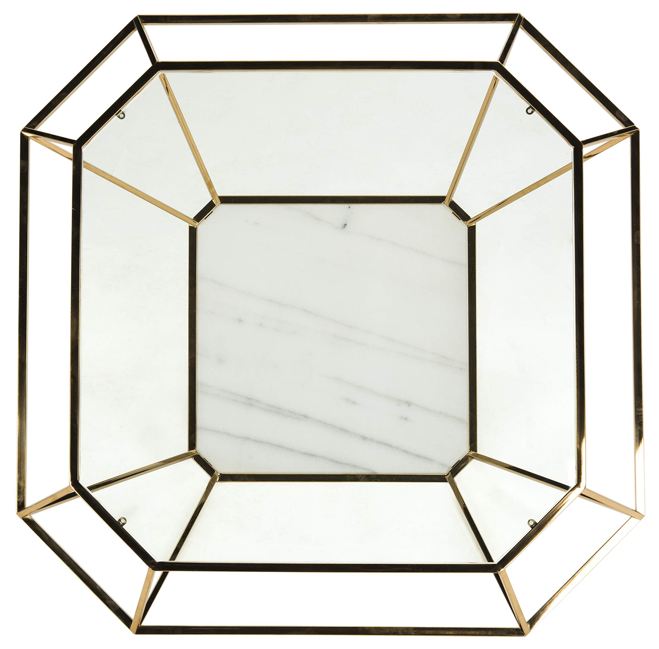 SAFAVIEH Couture Home Collection Abena Gold and White Marble Geometric Coffee Table