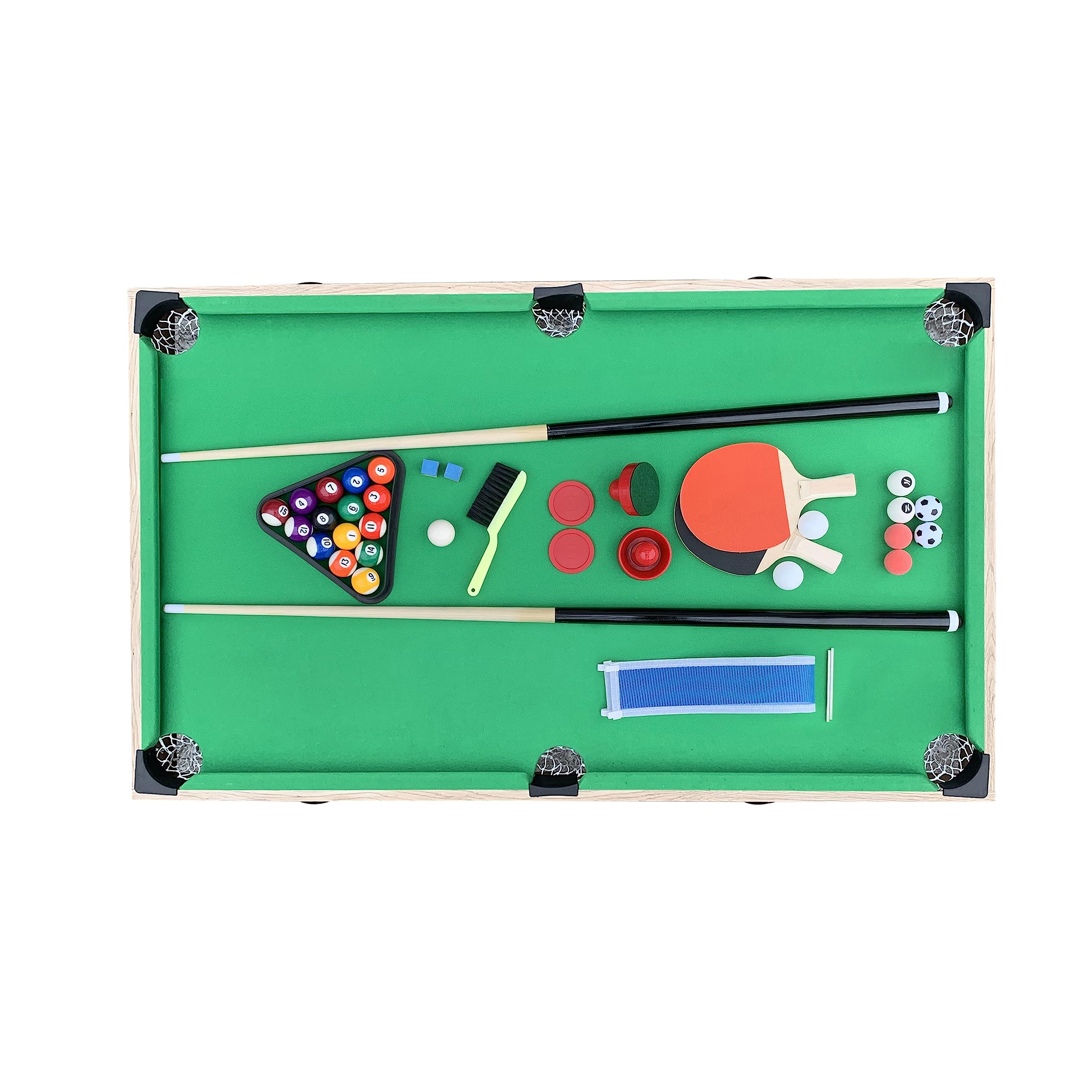 KICK Quatro 55" 4-in-1 Multi Game Table (Brown) – Foosball, Billiards/Pool, Push Hockey & Ping Pong