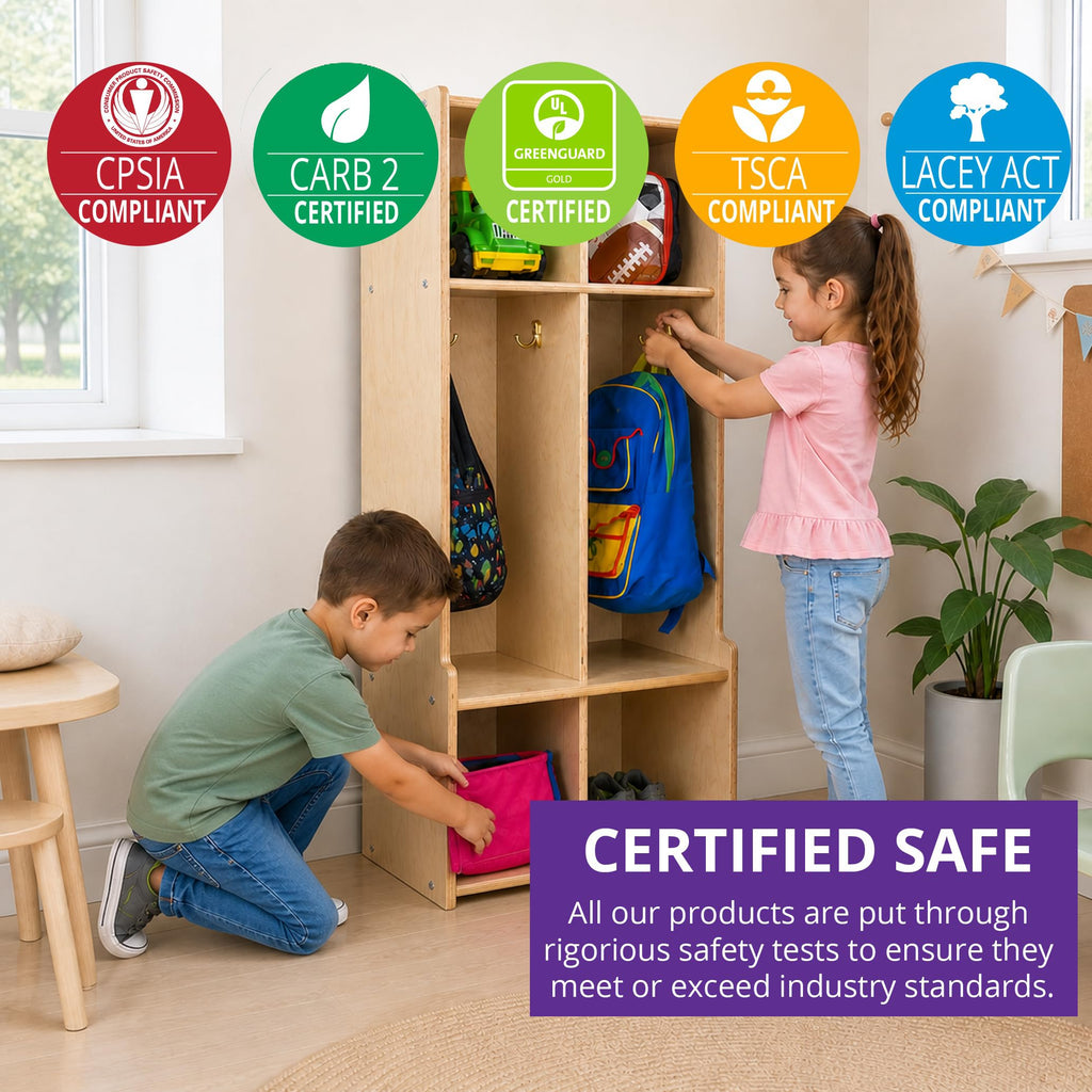 Contender 2-Section Coat Locker with Bench & Cubby Storage, Backpack Organizer, Coat Cubbies Storage for Kids & Toddlers, Ideal for Home, School, Office