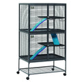 Critter Nation by MidWest Homes for Pets Double Unit Small Animal Cage, Habitat for Rats, Chinchillas, Ferrets, Sugar Gliders, Tool-Free Assembly, with Full-Width Doors, Shelves & Removable Base Pans