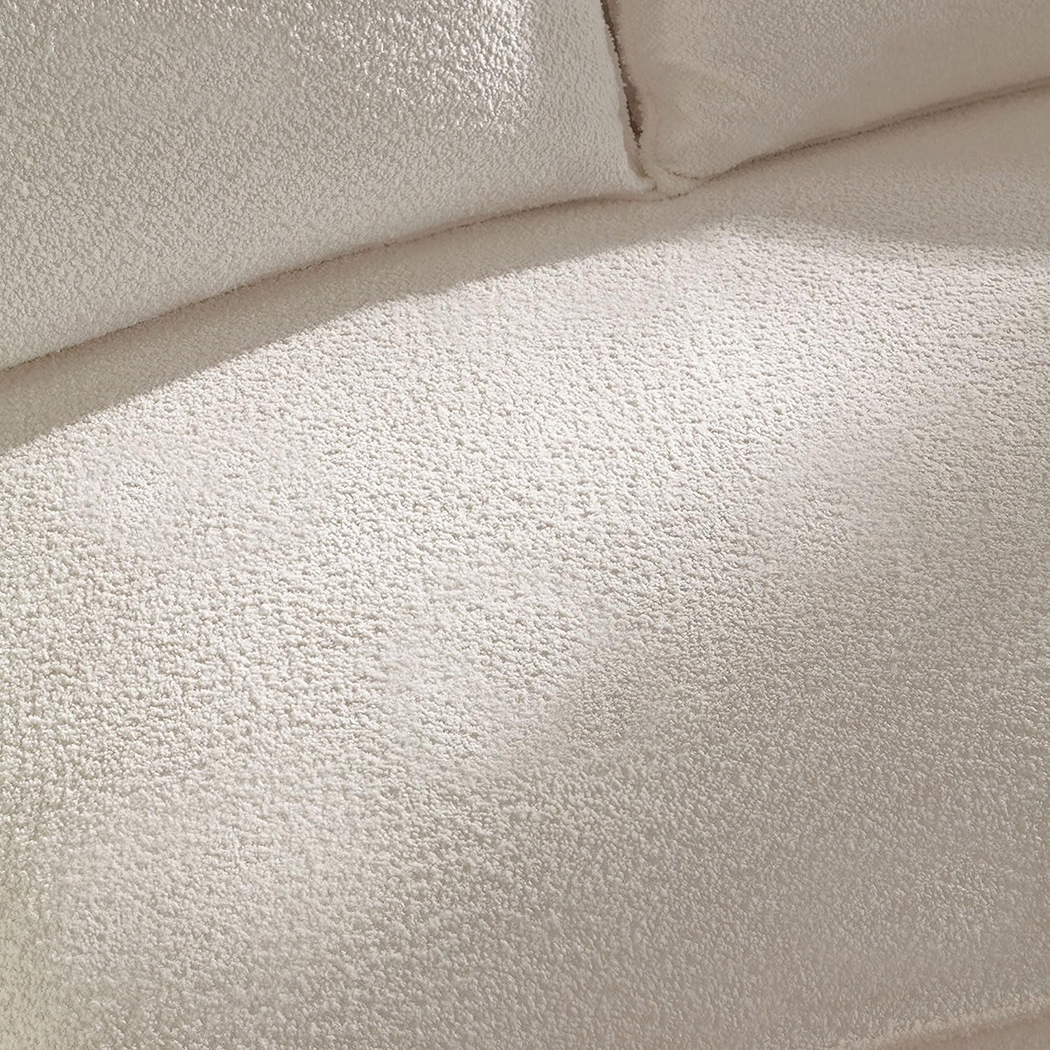 KEIKI 129" Luxury Curved Boucle Sectional Sofa with Left Chaise, Upholstered Modern Style Oversized 5-Seater Couch with Thickened Seat Cushions, Easy Assembly, for Apartment, Living Room, White