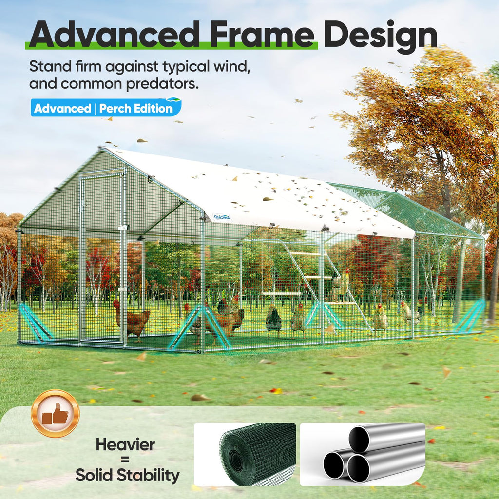 Quictent Advanced Series 18x9 ft Metal Chicken Coop Run with Climbing Ladder, Large Walk-in Outdoor Poultry Cage Heavy Duty Predator Proof Hen Duck Rabbit Farm Pen House, Waterproof Anti-UV Cover