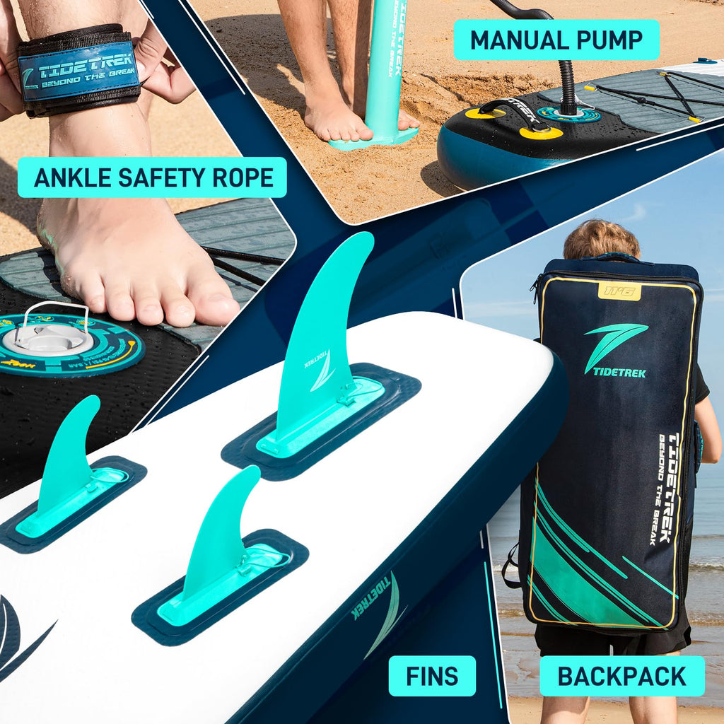 TIDETREK 11'6" Inflatable Stand Up Paddle Boards, Premium SUP Accessories, Non-Slip Comfort Deck for Youth & Adults (Midnight Tide)