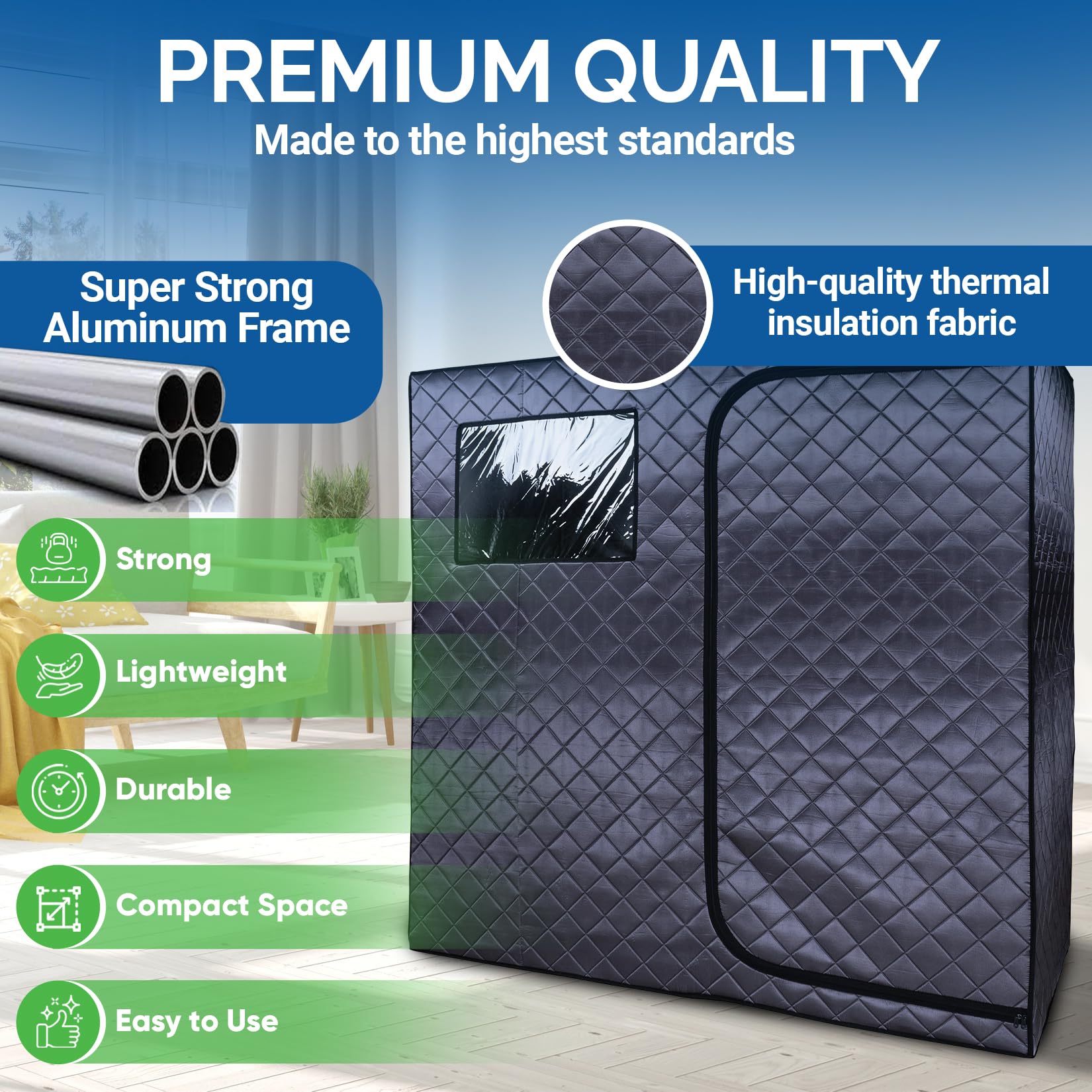 Durasage Portable Full Size Infrared Sauna for at Home Ultra Low EMF Infrared Panels LED Lighting, Heating Foot Pad, Ceramic Heat Fan (2-Person), Gray, Updated Version