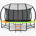 Yohood Trampoline Outdoor 12FT 14FT, Recreational Trampolines with Enclosure Net and Ladder, ASTM Approved for Kids and Adults, with Additional 8 Stabilizer Bars and Anti-Rust Coated Galvanized Frame