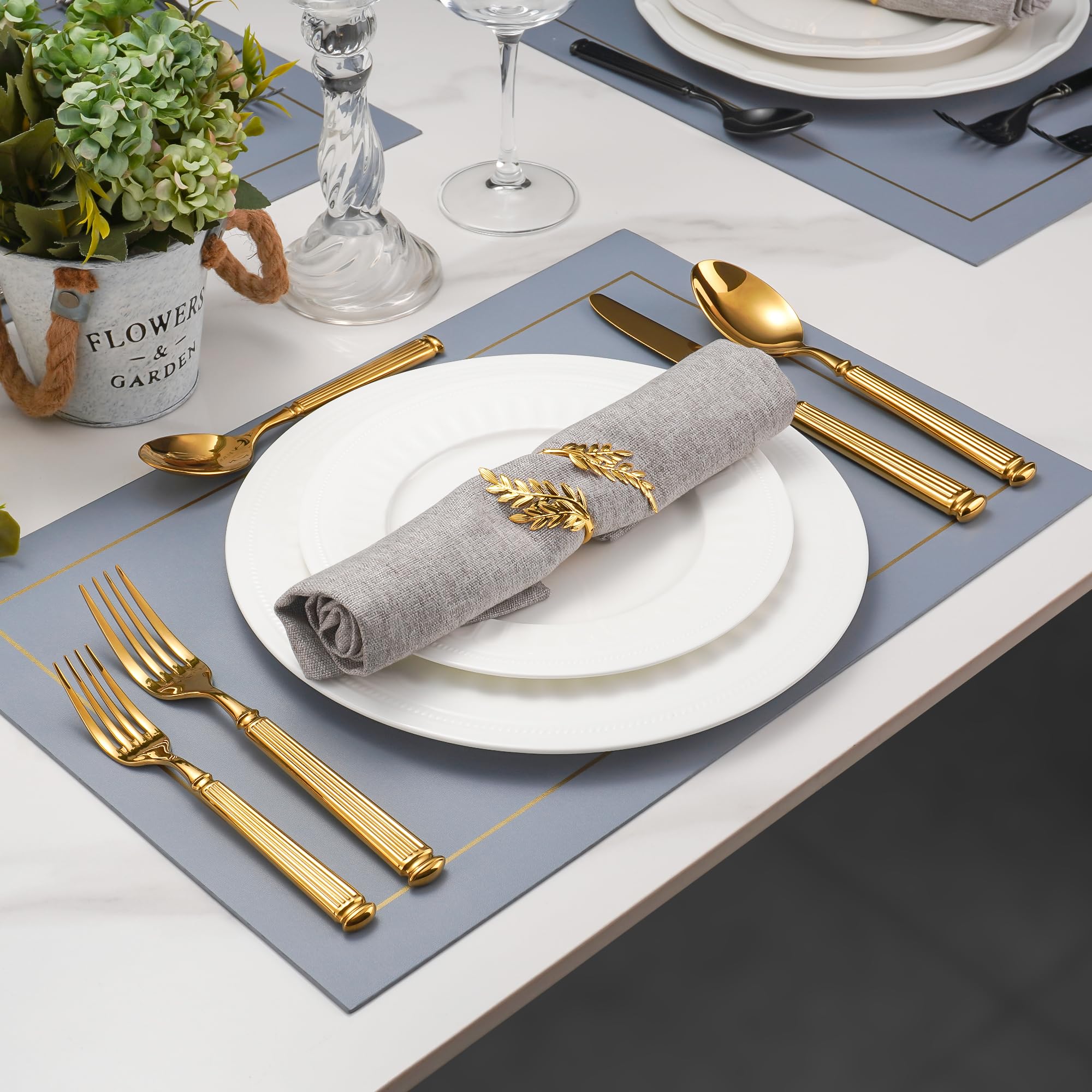 60-Piece Extra Thick Flatware Set, Heavy Duty Gold Silverware Set for 12, 18/10 Stainless Steel Flatware, Perfect for Weddings, Gift, Everyday Use