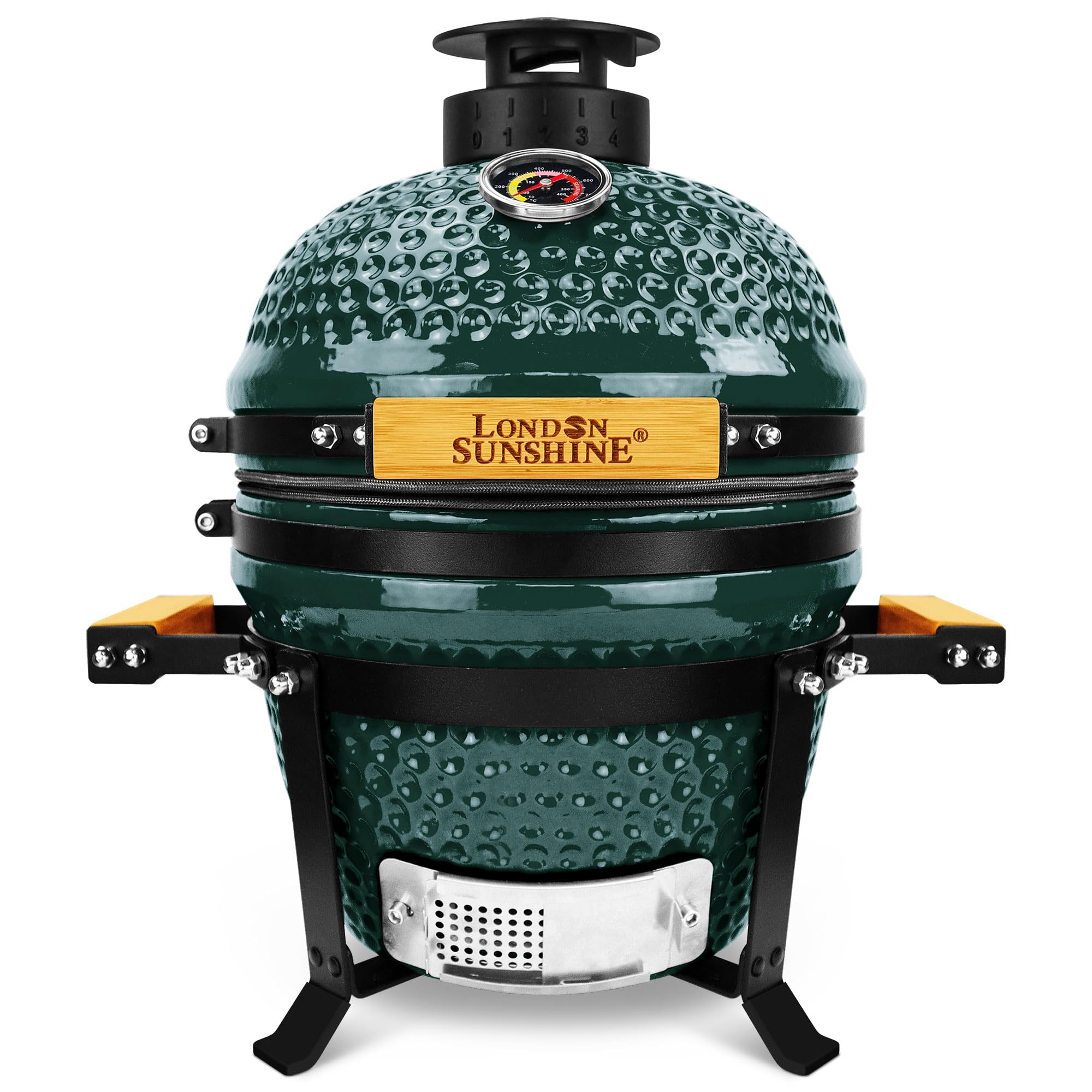 Upgraded 13 inch Ceramic Kamado Grill with Waterproof Air Vent Cap | Portable Tabletop Charcoal BBQ Grill Smoker for Outdoor Cooking, Patio, Camping | Green