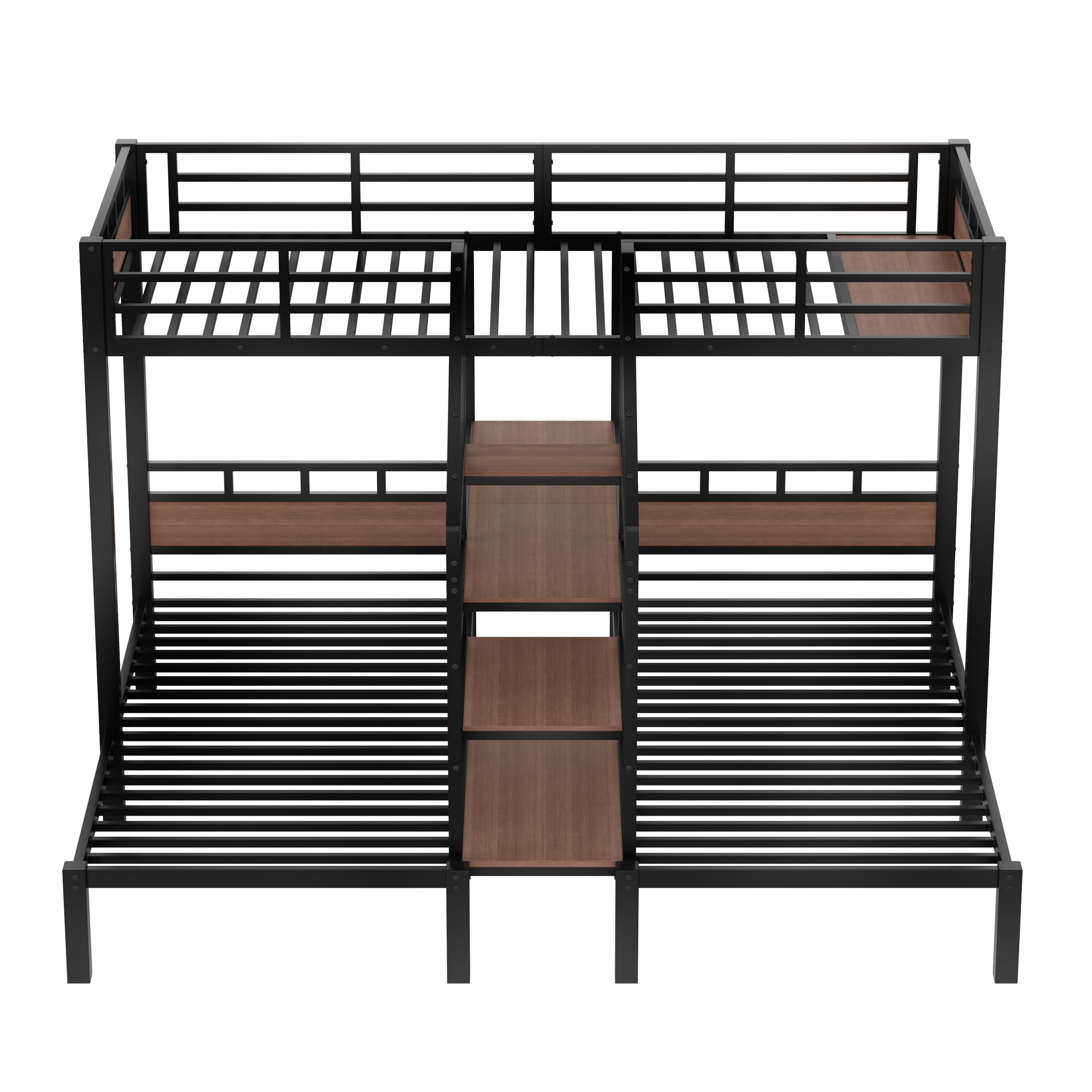 Bellemave Metal Twin Over Twin Over Twin Bunk Beds for 3 Kids, Heavy Duty Triple Bunk Bed Frame with Stairs and Storage Shelf,3 Bed Bunk Beds,Twin Size Triple Bed,Black