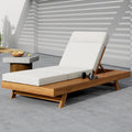 Christopher Knight Home Kayes Wood Chaise Lounge with 4'' Four-Folds Cushion, Outdoor 79'' Patio Recliner Chair with 4-Position Adjustable Backrest, Sun Lounger for Backyard, Teak+Cream