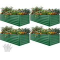 YITAHOME 4pcs 8x4x2 ft Galvanized Raised Garden Bed Kit, Large Metal Planter Box with Gloves, Safety Rubber & Support Rod, Outdoor Flower Bed for Plants Vegetables, Green