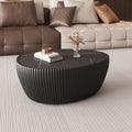 GDFStudio Goose Egg Shaped Marble Top Coffee Table with Microfiber Leather Frame, Modern Small Side Table with MDF Base, Unique Desktop Textures Tea Tables for Living Room Bedroom Office, Black