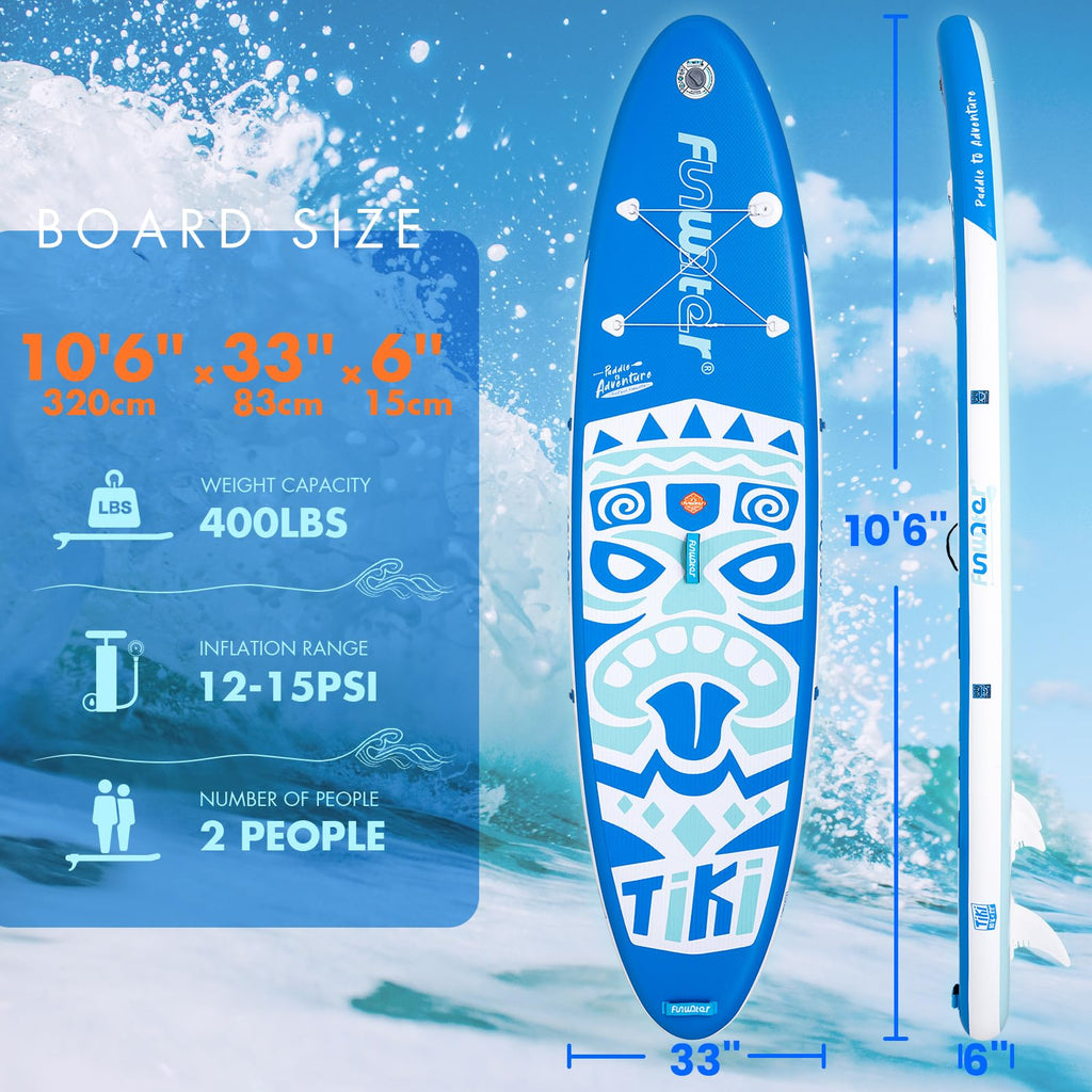 FunWater 10'6×33"×6" Inflatable Stand Up Paddle Board with Premium SUP Paddleboard Accessories, Wide Stable Anti-Slip EVA Deck,Paddle Boards for Adults & Youth of All Skill Levels