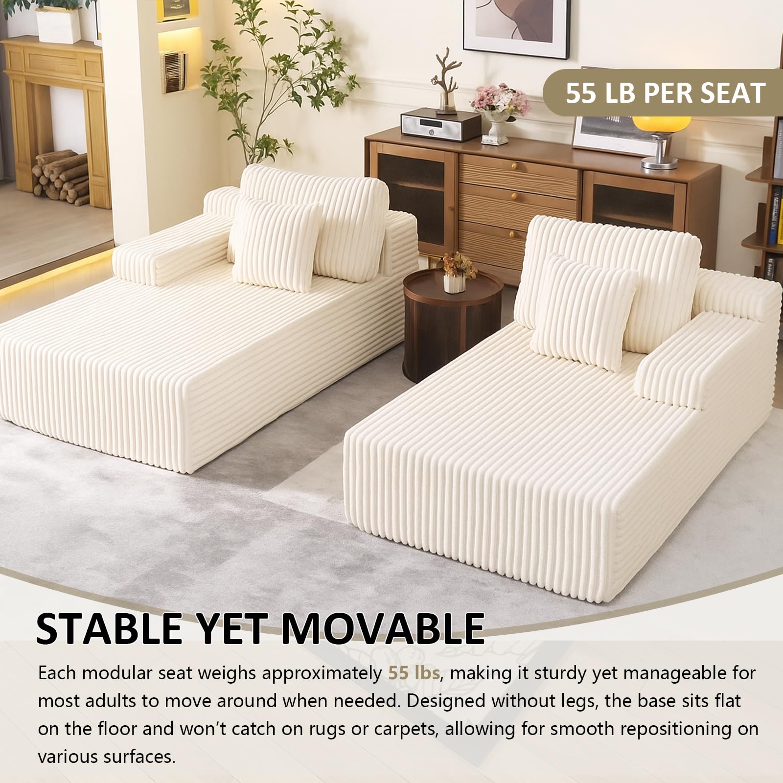 WHGBJA 79'' Convertible Sleeper Sofa Bed, 3-in-1 Foldable Floor Couch with Corduroy Upholstery, No Assembly Loveseat, Light Brown Lounge Mattress for Living Room, Studio, Guest Room (Beige)