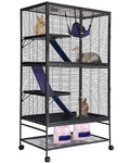 Garvee Metal Small Animal Cage,64 in H Ferret Cage for Small Animals - 4 Tier Large Hamster Cage with Removable Ramp, Hammock, Extra Storage Stand,Removable Tray for Ferret, Chinchilla, Hamster