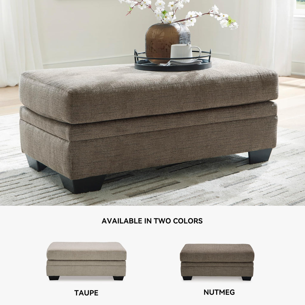 Signature Design by Ashley Stonemeade Modern Ottoman with Foam Cushion, Grayish Brown