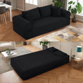 83" Modern Sofa in a Box, No Assembly Oversized 3 Seater 28" Deep Seat Cloud Sofa Bed Couch with 4 Furry Pillows & Corduroy Fabric, Boneless Couch with Side Storage Pockets for Living Room, Black