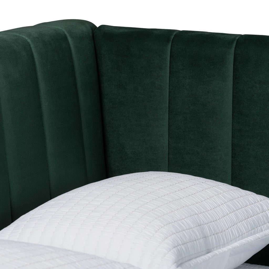 Baxton Studio Oksana Velvet Fabric Daybed, Full, Emerald Green