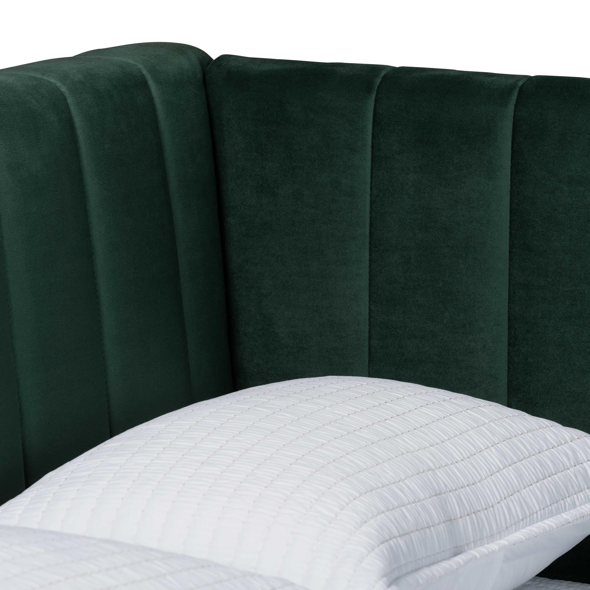 Baxton Studio Oksana Velvet Fabric Daybed, Full, Emerald Green