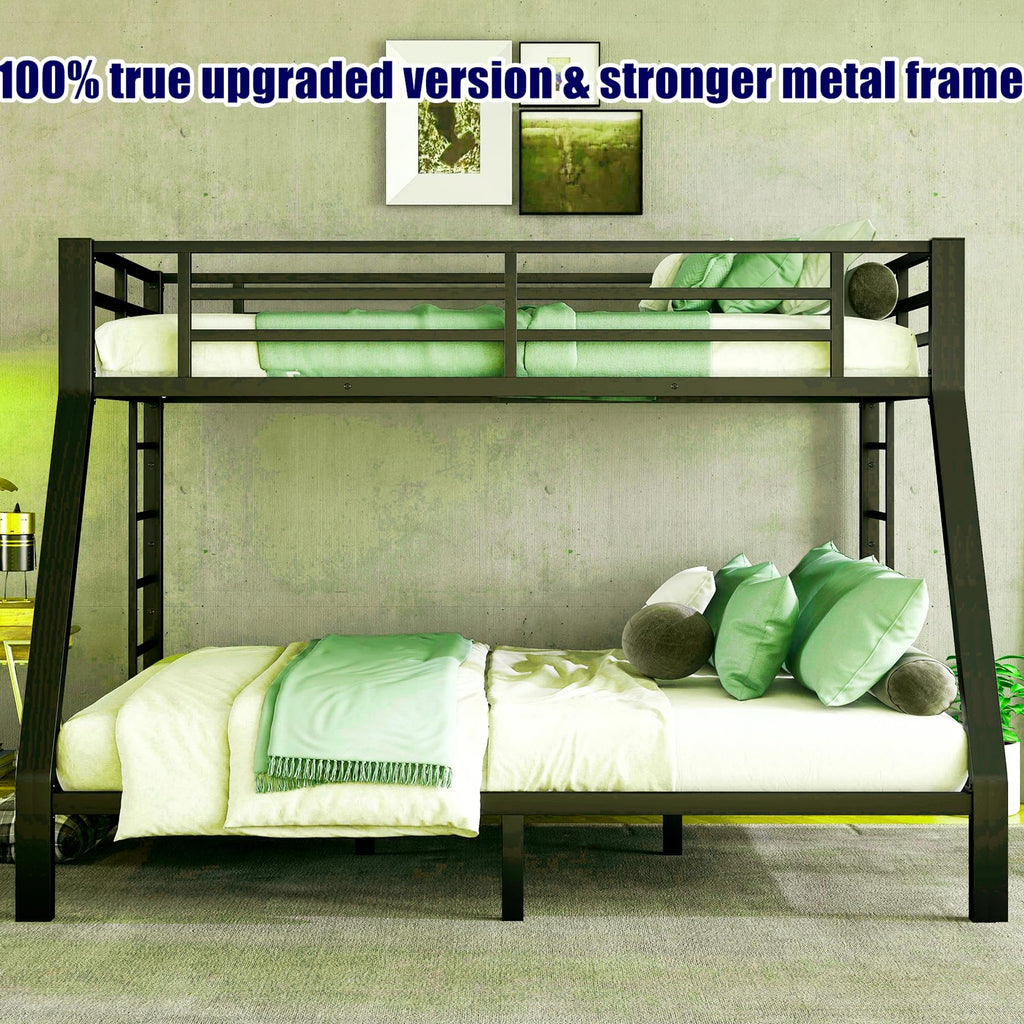 SICONE Stronger & Safer Metal Twin XL Over Queen Size Bunk Bed Frame, Heavy Duty Thickened More Stable Steel Bunkbeds (Greater Weight Capacity) (Twin XL Over Queen)