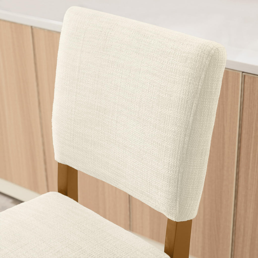 Leick Home Brax Counter Stool Set of 2, Counter Height, Solid Wood Base, Upholstered Foam Cushion, Easy Assembly, Natural White Sand, 17.75 in L x 19 in D x 40 in H, Item 214460