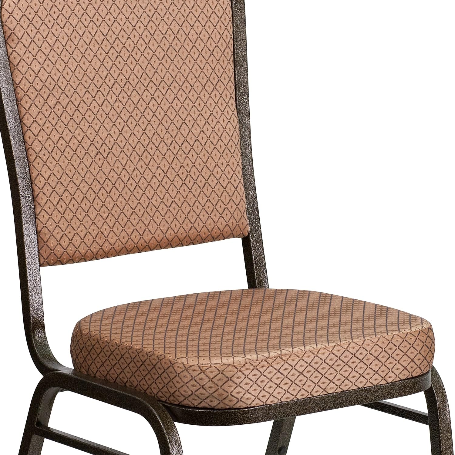 Flash Furniture 4 Pack HERCULES Series Crown Back Stacking Banquet Chair in Gold Diamond Patterned Fabric - Gold Vein Frame