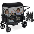 ELEMARA Foldable Wagon Stroller, Stroller Wagon for 2 Kids, Premium All Terrain Wagon for Kids with Removable Canopy, Adjustable Push/Pull Handle, Harnesses, Large Storage Bag, Black