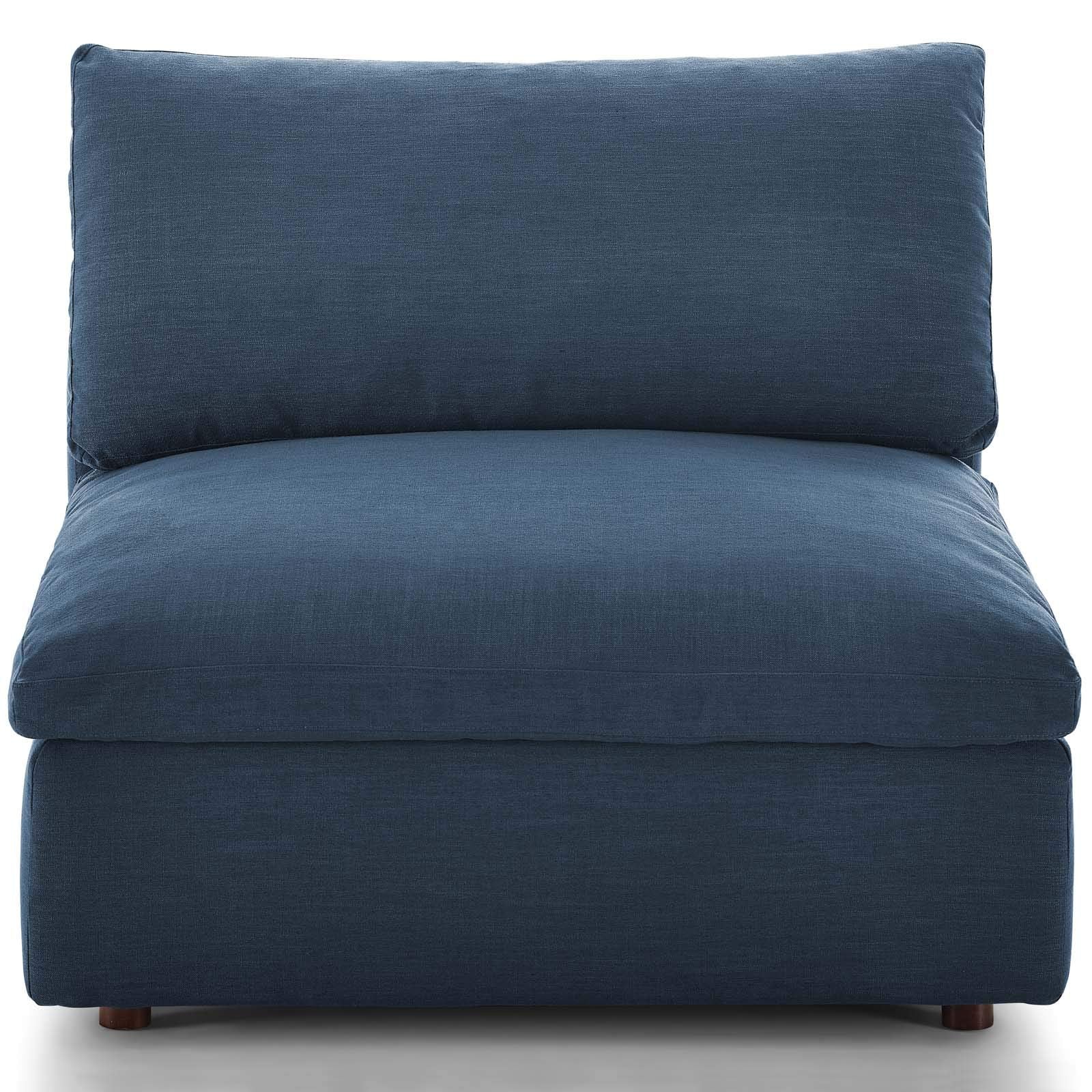 Modway Commix Down-Filled Overstuffed Upholstered Sectional Sofa Armless Chair in Azure