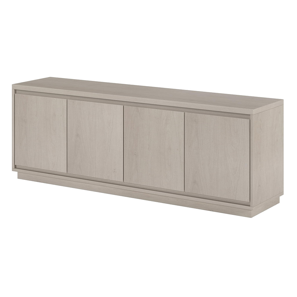 Henn&Hart TV Stand for TVs up to 75'' with 2 Concealed Storage Cabinets and Adjustable Shelves for Living Room, Family Room, or Office, Alder White