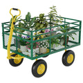 1400 Lbs Load Capacity Garden Cart, Metal Multi-Function Heavy-Duty Steel Garden Wagon, 3-in-1 Cart with 13 Inch All-Terrain Tires and Removable Mesh Side Panels, 180° Rotating Handle, Outdoor Gardens