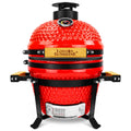 Upgraded 13 inch Ceramic Kamado Grill with Waterproof Air Vent Cap | Portable Tabletop Charcoal BBQ Grill Smoker for Outdoor Cooking, Patio, Camping | Red