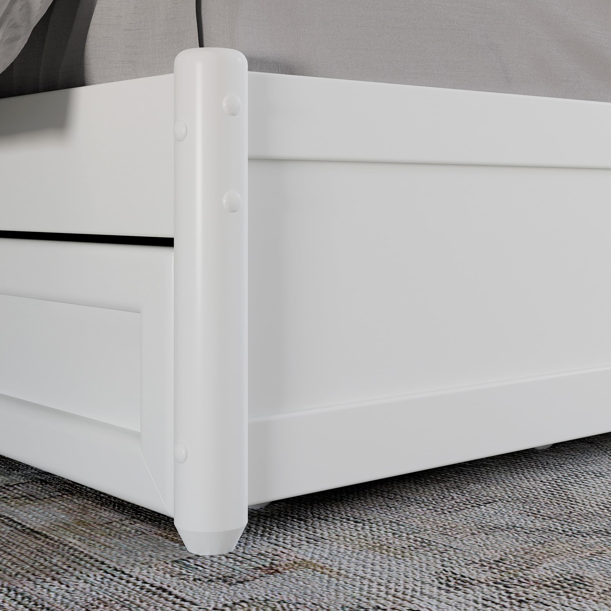 AFI, Malta King Platform Bed with Panel Footboard and Storage Drawers, White