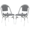 SAFAVIEH Outdoor - Torino Bistro Chair Set of 2 - Grey & White - Faux Wicker & Aluminum Frame - Bistro Side Chair Design - Ideal for Patio, Deck, Sunroom, Dining Area, 18" Seat Height (PAT7550E-SET2)