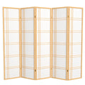 Red Lantern 6 ft. Tall Double Cross Shoji Screen - Natural - 5 Panels