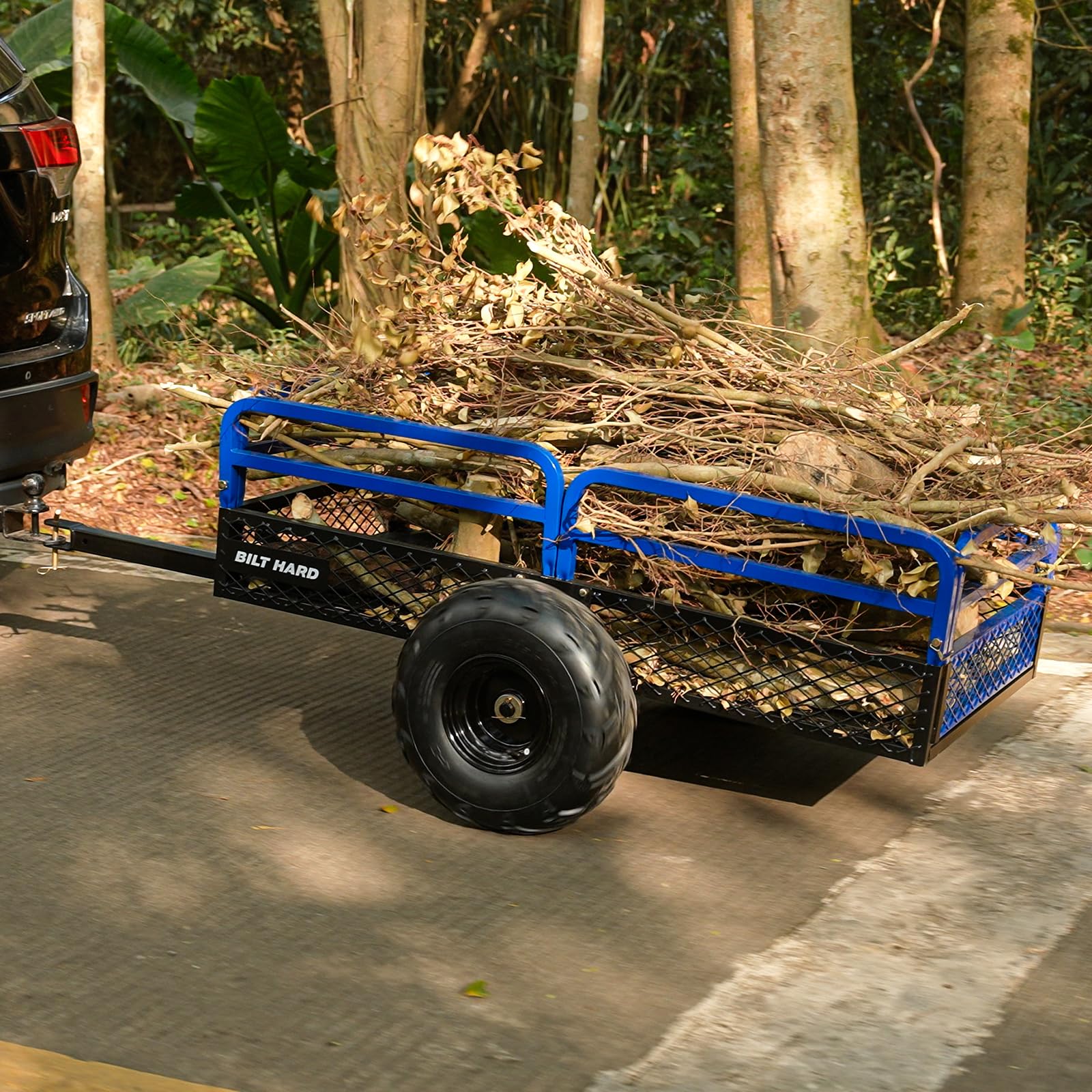 BILT HARD Heavy Duty 1500 lbs Capacity ATV Dump Cart, 11 Cu.Ft Tow Behind Garden Trailer, Pull Behind Yard Dump Trailer for Mowers, Tractor, ATVs