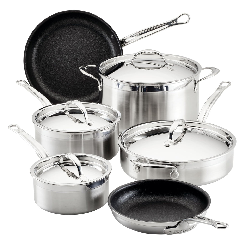 Hestan ProBond Forged TITUM - Professional Clad Stainless Steel, Nonstick, 10-Piece Cookware Set, Induction Compatible, Made without PFOAs