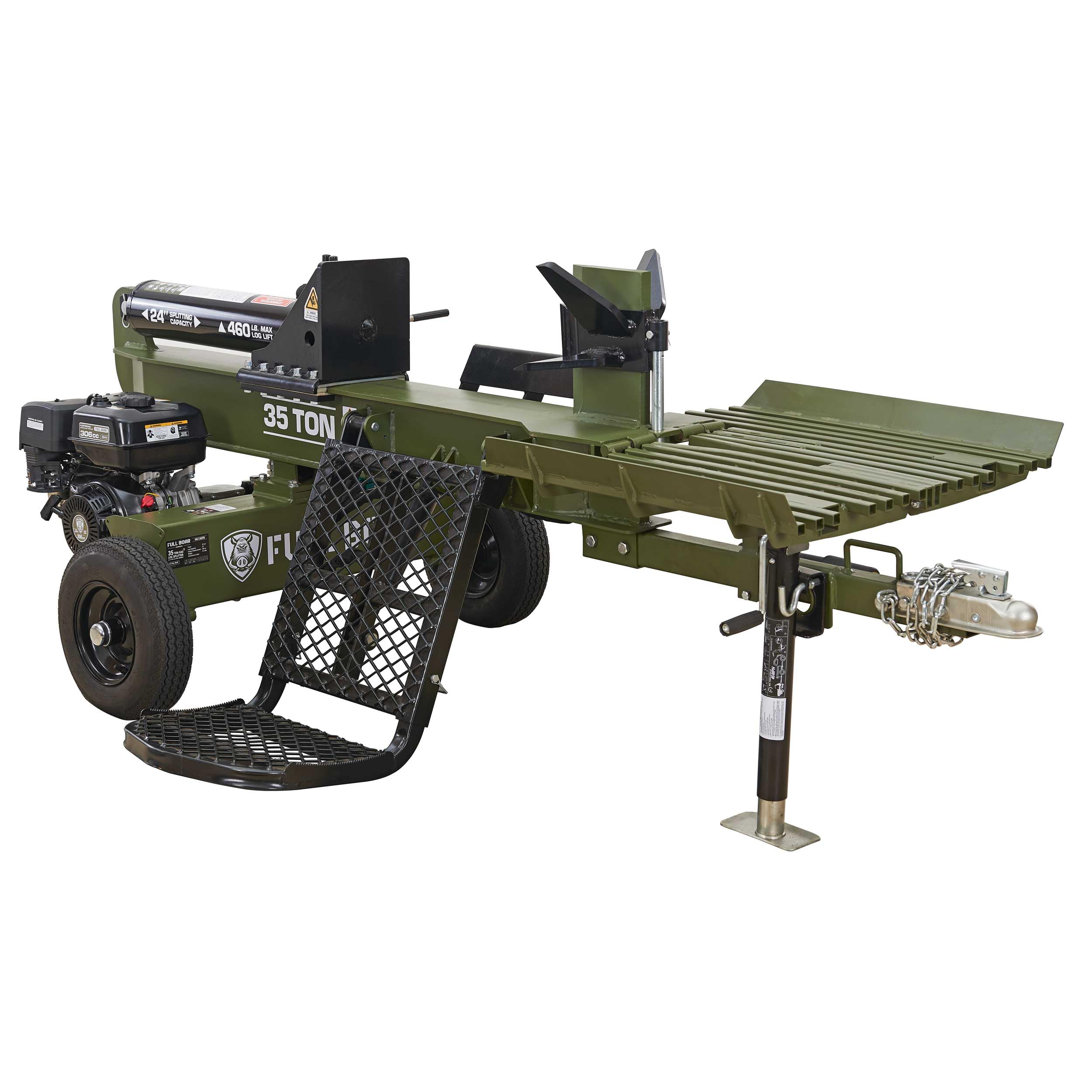 Full Boar 35 Ton 306cc Gas Log Splitter with 4-Way & 6-Way Wedges, Hydraulic Log Lift