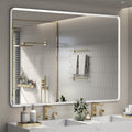 GOLOMO 55x40 Inch Silver Framed Mirror, Silver Bathroom Vanity Mirror for Wall, Brushed Nickel, Rounded Rectangle Mirror, Shatterproof, Anti-Rust (Horizontal/Vertical)