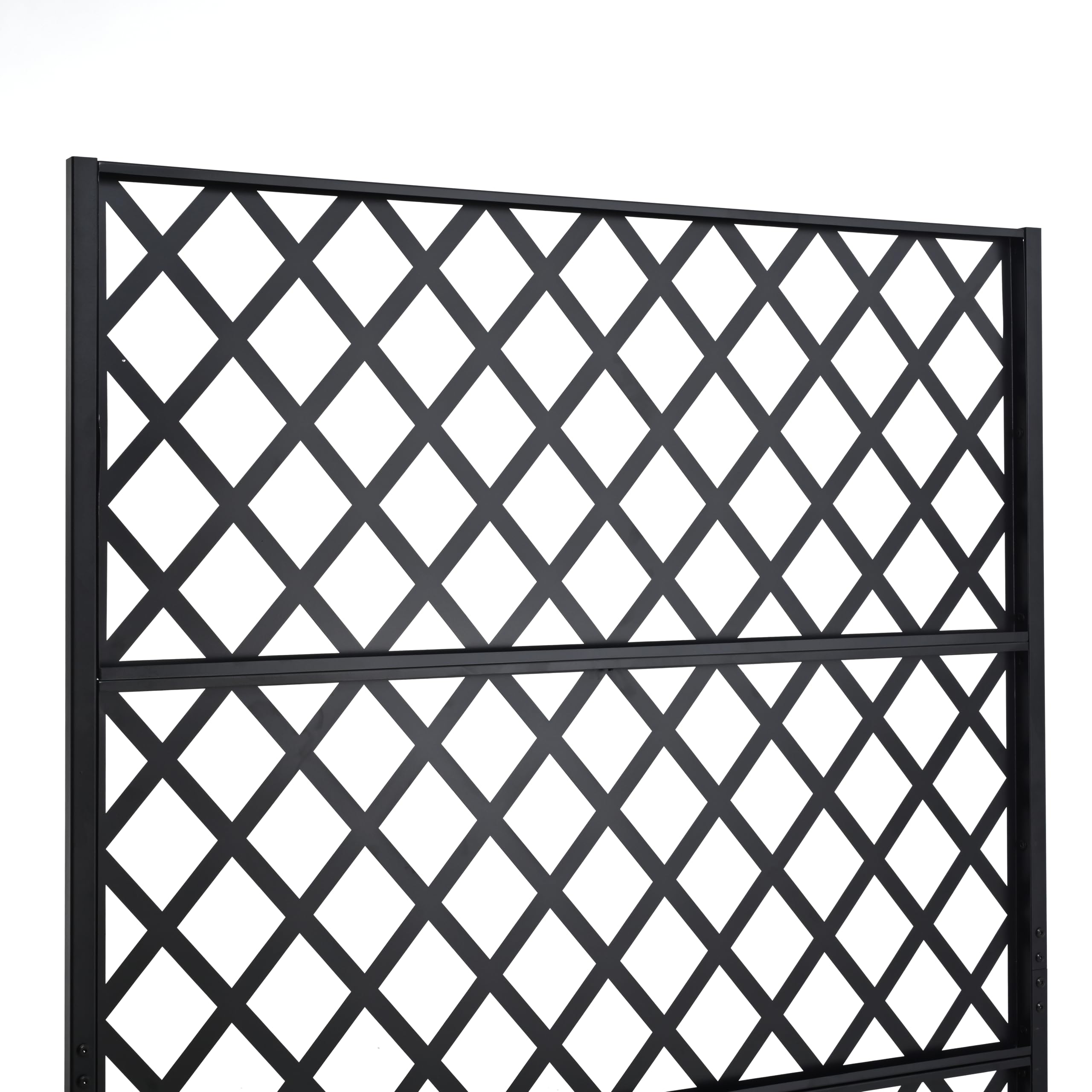 KEIKI 73"x47"x16" Metal Planter Trellis Box with Wheels & Drain Plug, Outdoor Resin Raised Garden Bed for Climbing Plants, Large Weather-Resistant Design, Black