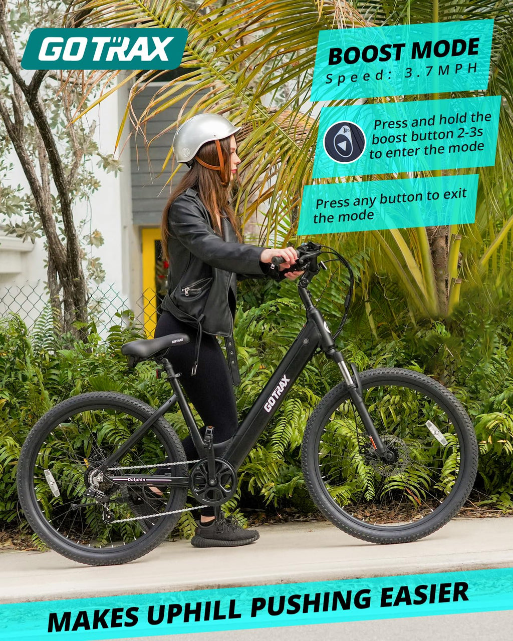 Gotrax Dolphin 26" Electric Bike, Max Range 30Miles(Pedal-assist1) & 20Mph Power by Peak 500W, 5 Pedal-Assist Levels & Front Suspension, 7-Speed&Boost Mode, City E-Bike for Adult White